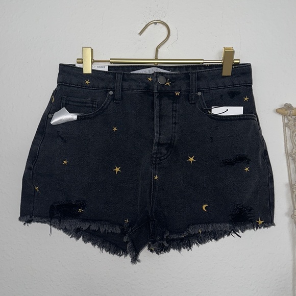 Tinseltown Shorts Tinseltown Ultra High Waist Gold Star Black